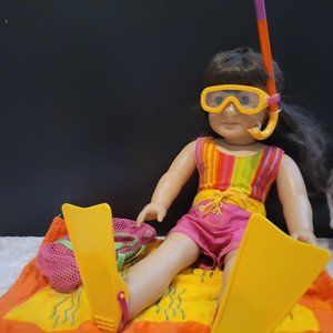 RETIRED Pleasant Company American Girl Doll Swim outfit and Beach Accessories